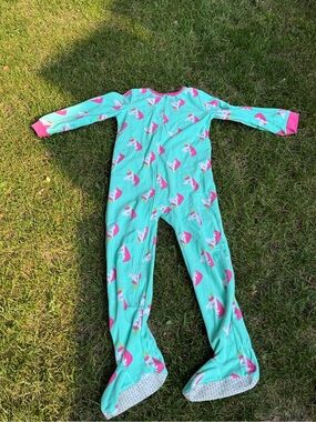 Carter's Mint Green Unicorn Footed Pajama with Pink Trim